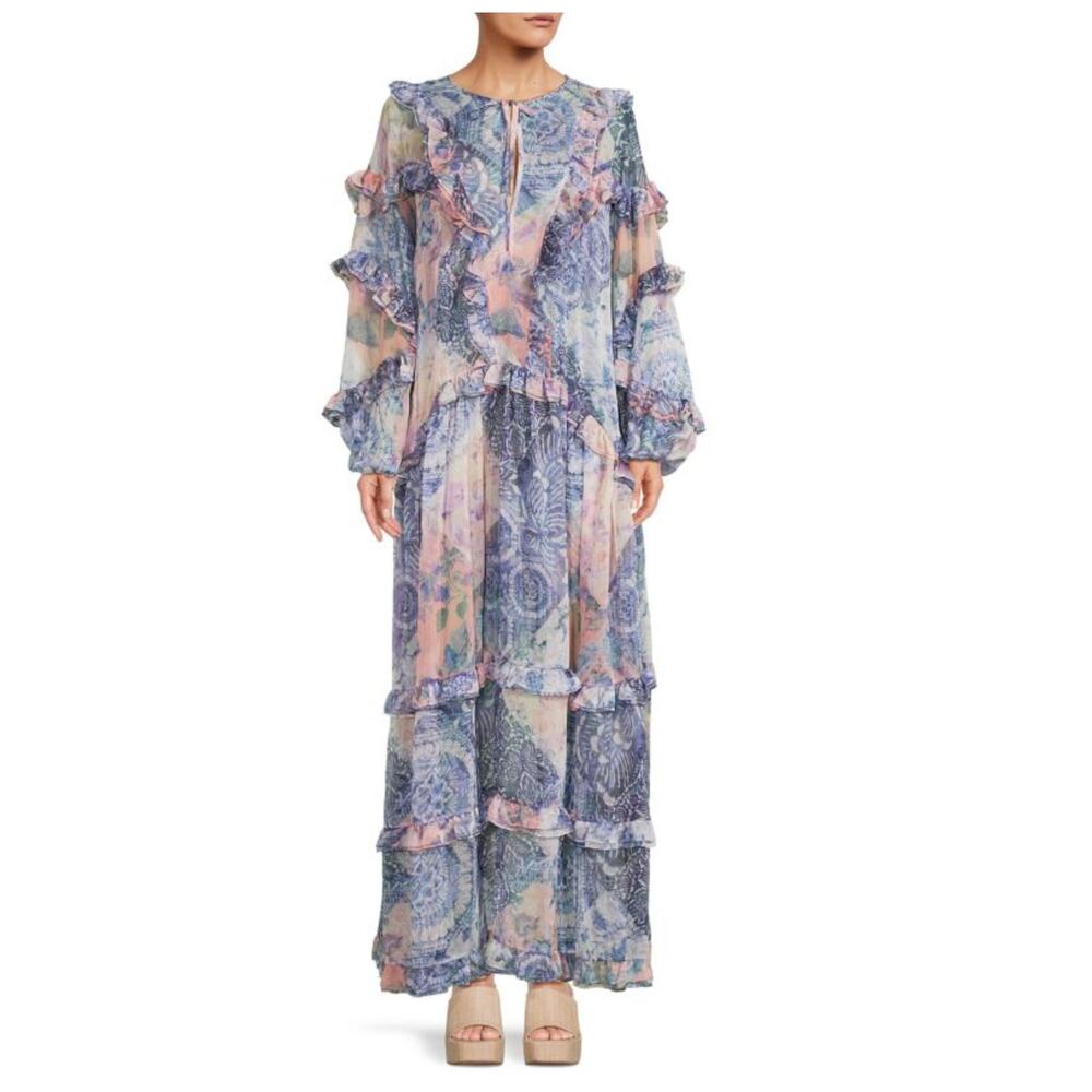 $660  Misa Los Angeles Persephone Ruffle Maxi Dress Size S - Picture 2 of 7